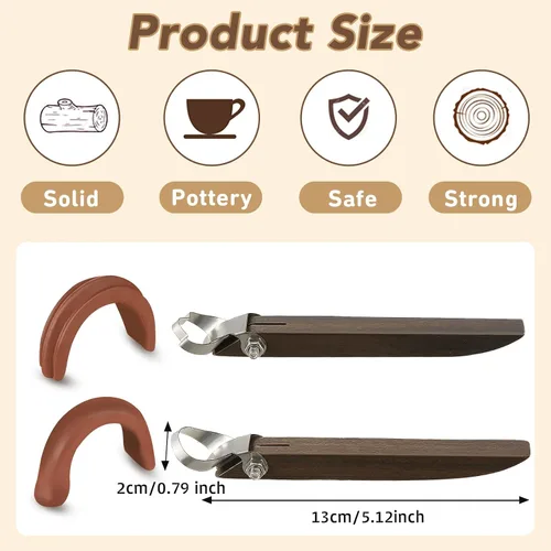 Vista 2 de Therwen 2 herramientas de tallado con mango de taza, herramienta de fabricación de mango de cerámica, extrusora de arcilla para taza de té