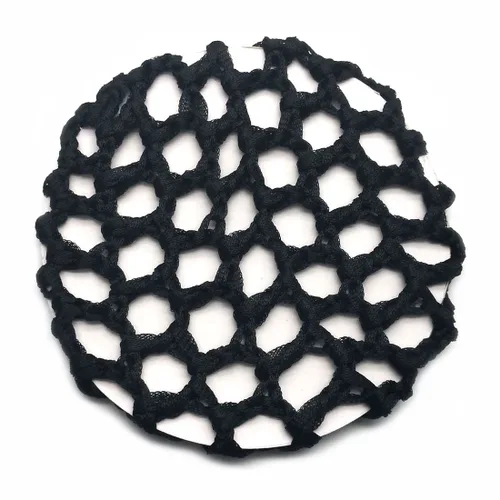 Vista 2 de Paquete de 7 fundas de red para moño para mujer, ballet, danza, patinaje, color negro (malla doble)