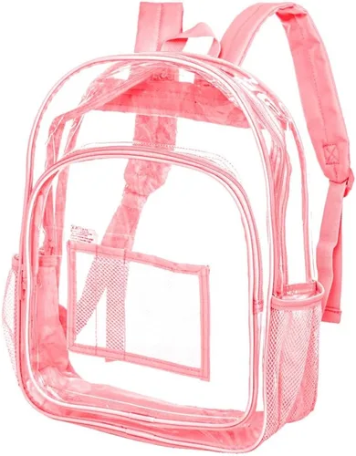 Vista 8 de Mochila transparente resistente para libros, mochila escolar traslúcida Mochila Chic Negra Transparente