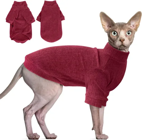 Vista 12 de Idepet Sphynx Suéter Camisa para Gatos sin Pelo Gatitos Ropa Suave para Cachorros Pullover Pijamas Lindas para Gatos Mono de Algodón Vestimenta