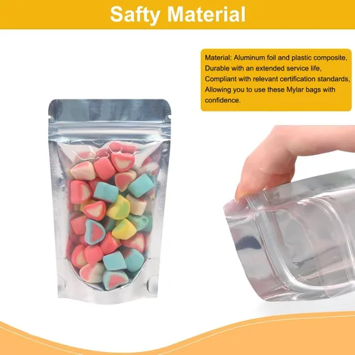 Vista 3 de SumDirect, bolsas de aluminio con cierre, reutilizables, 50 unidades, bolsa vertical para alimentos con ranura para almacenar alimentos