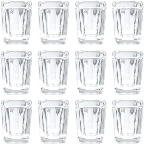 Vista 3 de Thirsty Rhino Keras, vaso de chupito cuadrado de 2 onzas con base pesada, vidrio transparente, juego de 4