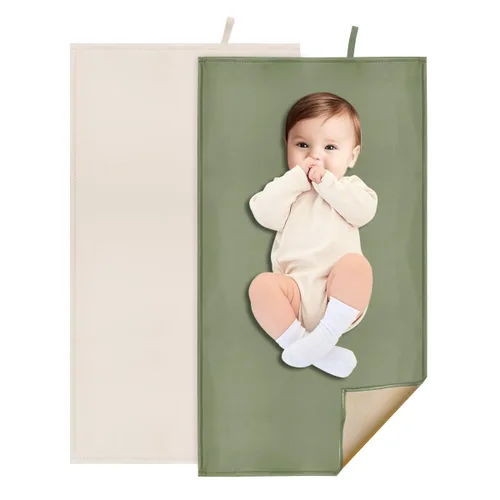 Vista 26 de Cambiador de pañales beige para bebé, cambiador de pañales portátil para viajes o casa, esterilla limpiable que cabe perfectamente en la bolsa