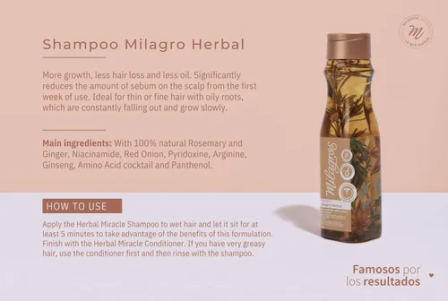 Vista 2 de Shampoo de Romero Milagros - Productos colombianos para el cuidado del cabello para el crecimiento natural, fortalecimiento y reparación, juego