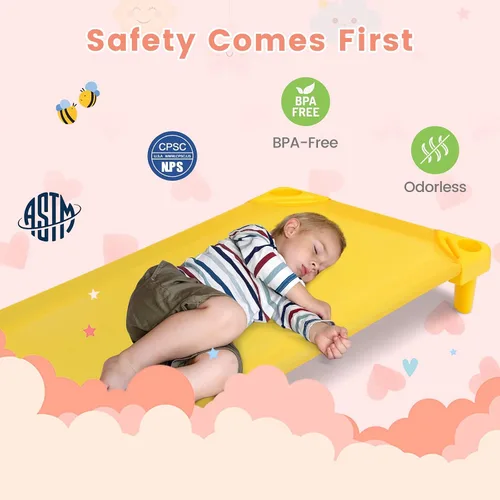 Vista 3 de Giantex Cunas de guardería apilables para dormir, 51 pulgadas de largo x 22.5 pulgadas de ancho, catres portátiles para niños y niños pequeños