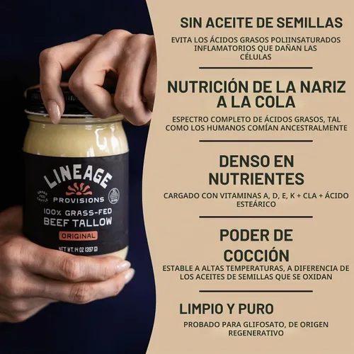 Vista 8 de Lineage Provisions - Sebo de res 100% alimentado y terminado con pasto – Pack de 3 frascos de vidrio – Ganado criado en EE. UU. – Elaborado
