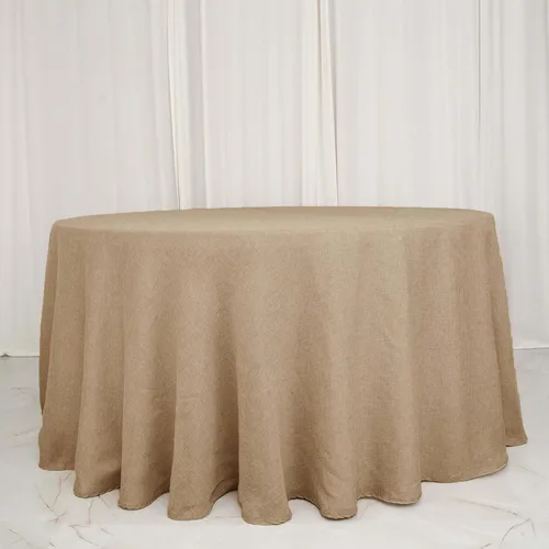 Vista 26 de Efavormart Mantel Redondo de Arpillera Sintética de Yute Natural de 90 Pulgadas - Cubierta de Mesa Rústica Boho Chic Estilo Granja para Navidad