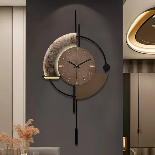Vista 9 de SIN&MI Relojes de pared decorativos para sala de estar, grandes relojes de metal modernos que funcionan con pilas, arte de pared para el hogar