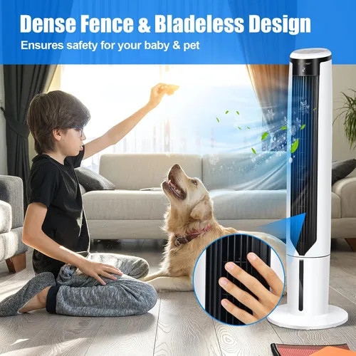 Vista 3 de COSTWAY Enfriador de aire evaporativo, enfriador de aire oscilante portátil de 41 pulgadas con control remoto, 3 modos, 3 velocidades, pantalla LED