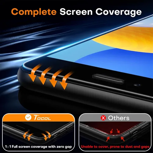 Vista 5 de TOCOL - 2 unidades de protector de pantalla para iPhone SE 3/2 (Edición 2022/2020), iPhone 8/7, iPhone 6s/6 de 4.7 pulgadas, instalación instantánea