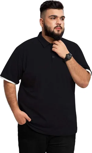 Vista 5 de Aiyino Polo de algodón suave y liso para hombre, de ajuste clásico, manga cortalarga, para hombre