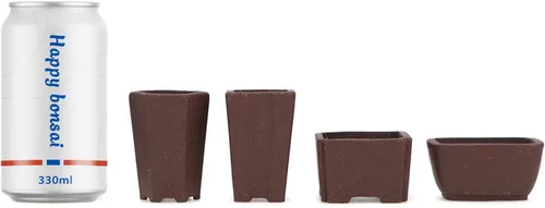 Vista 7 de Happy Bonsai Macetas sin esmaltar, 4 unidades, mini suculentas, 2.0 in, color natural