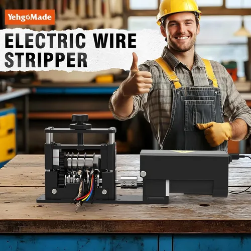 Vista 7 de Máquina peladora automática de cables con motor mejorado, herramienta de pelado de cables eléctricos con 6 canales y 5 cuchillas de carburo para un