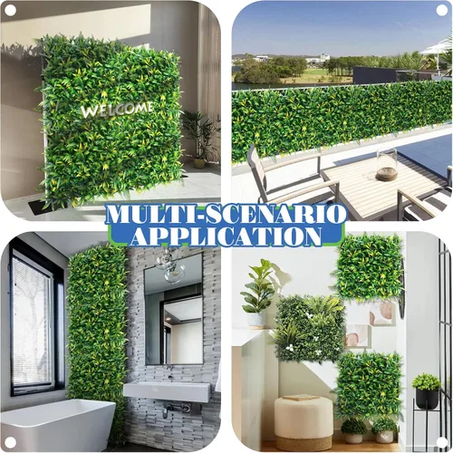 Vista 2 de ECOOPTS Panel de boj sintético de pared de césped artificial, decoración de valla de hiedra para privacidad, para patio, jardín, hogar, exterior