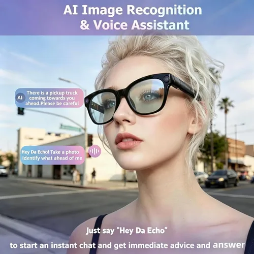 Vista 5 de Gafas inteligentes mejoradas con IA con cámara, video 4K de 8MP
