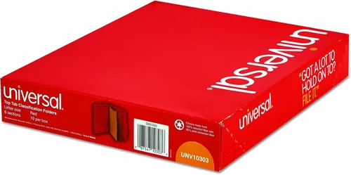 Vista 7 de Universal Paquete de carpetas de cartón prensado de tamaño carta con 2 divisores color azul cobalto y carpetas de cartón de 6 secciones