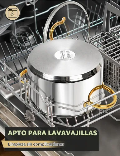Vista 6 de MICHELANGELO Ollas de Acero Inoxidable - Olla de Inducción de 6 Qt con Tapa, Olla para Caldo de Acero Inoxidable 18/10, Olla de Cocina No Tóxica