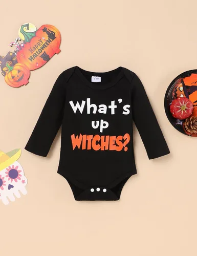 Vista 3 de My First Halloween - Conjunto de mameluco con estampado de letras para bebé recién nacido, niño y niña