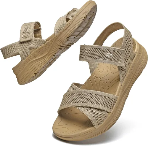 Vista 10 de Bravover Sandalias ortopédicas para caminar para mujer, cómodas, con soporte de arco para fascitis plantar, con correa ajustable ultraligera