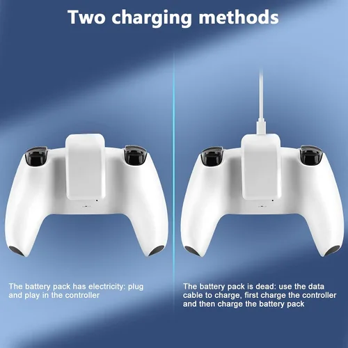 Vista 5 de SIKEMAY Paquete de batería recargable de accesorios para controlador PS5, batería externa de carga rápida de 1800 mAh con indicador LED y cable