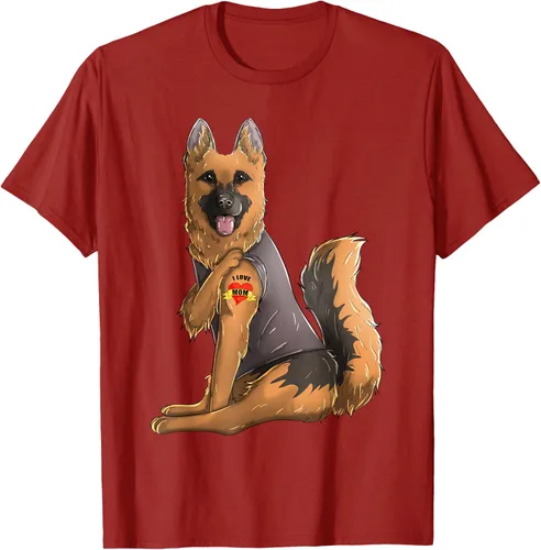 Vista 18 de Camiseta de perro con tatuaje de pastor alemán I Love Mom para el día de la madre, Negro, S