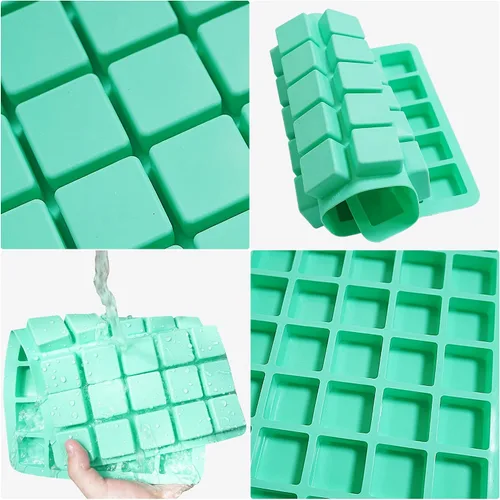 Vista 4 de Paquete de 2 moldes cuadrados de silicona para chocolate, moldes de silicona para caramelo de 40 cavidades para chocolate, cubitos de hielo