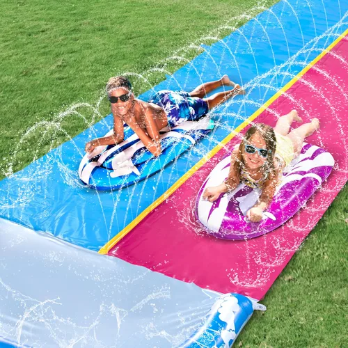 Vista 5 de JOYIN Paquete de 2 tablas inflables para toboganes de agua, piscina flotante, aprende a nadar, juguete divertido de verano para niños