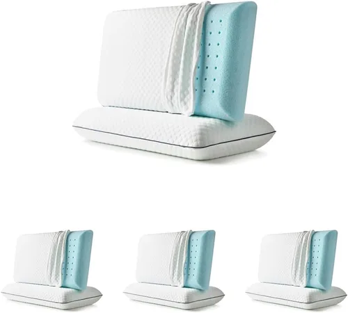 Vista 33 de WEEKENDER Almohada de espuma viscoelástica de gel, tamaño estándar, sensación firme media, soporte para cuello y hombros, para dormir de lado