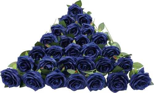 Vista 50 de LVEFIT 12 rosas artificiales de seda con tallo largo para bodas, despedidas de soltera, fiestas, decoración del hogar Blush