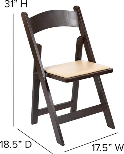Vista 2 de EMMA + OLIVER Silla plegable de madera de chocolate con asiento acolchado de vinilo desmontable