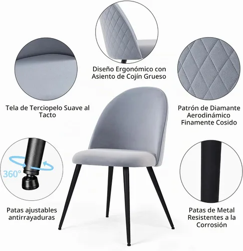 Vista 6 de Homedot Juego de mesa de cocina y comedor para 4, mesa de comedor de madera de nogal, redonda y tapizada, juego de sillas laterales de cocina