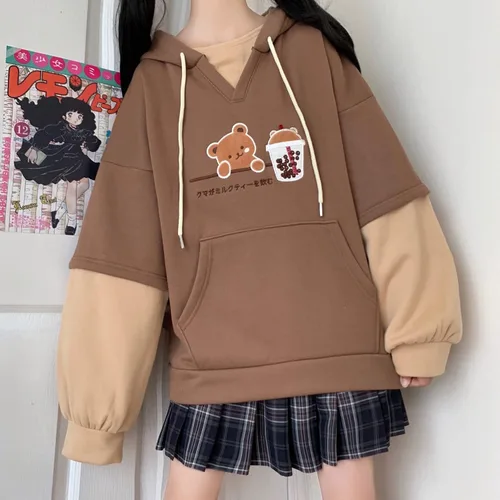Vista 4 de FANCYKIDS Sudadera con capucha de dinosaurio, conejo, oso, orejas de gato, para niñas, adolescentes y adolescentes, de gran