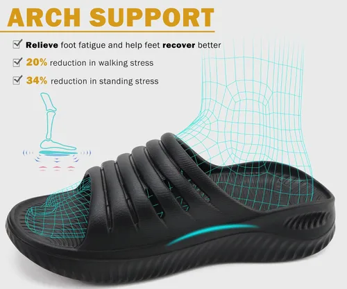 Vista 3 de KuaiLu Sandalias de recuperación para mujer con cómodo apoyo para fascitis plantar, sandalias deportivas ortopédicas con puntera abierta, cojín