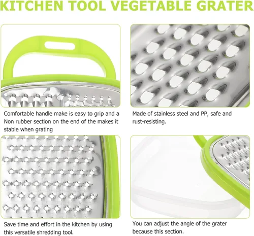 Vista 8 de BESTONZON Rallador de queso 2 en 1 para cocina con caja, rallador de verduras con recipiente de almacenamiento con mango
