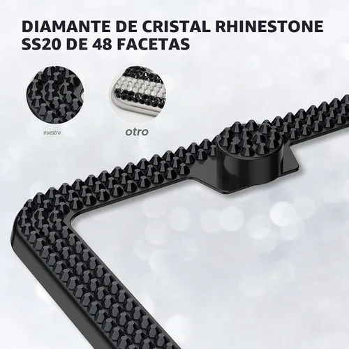 Vista 2 de SHARE&CARE Marco de matrícula brillante, cubierta de matrícula de cristal, soporte para placa de automóvil con diamantes de imitación de cristal AB
