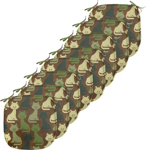 Vista 111 de Lunarable Cojín de asiento para silla de café, siluetas de taza de café expreso con frijoles fuente de cafeína, ilustración de bebidas gourmet