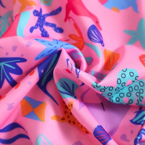Vista 6 de Traje de baño de una pieza con cremallera y estampado floral para niños y niñas pequeñas