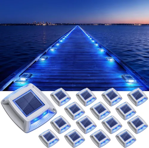 Vista 8 de Luces solares para muelle para exteriores, paquete de 12 unidades, luces Azul