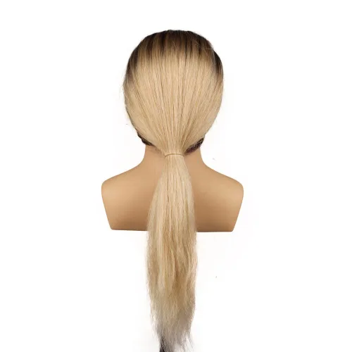 Vista 7 de Cabeza de maniquí de cabello humano con hombros y plataforma de 24 a 26 pulgadas, muñeca femenina, maniquí de entrenamiento, cabeza de maniquí