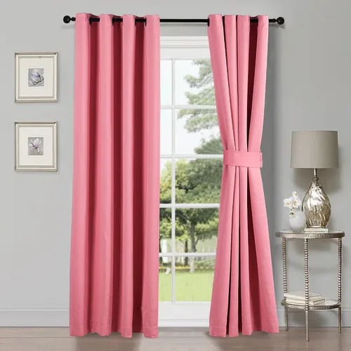 Vista 16 de HESTIN Juego de cortinas opacas de 4 piezas (incluye 2 paneles y 2 alzapaños), cortinas opacas con aislamiento térmico sólido con ojales