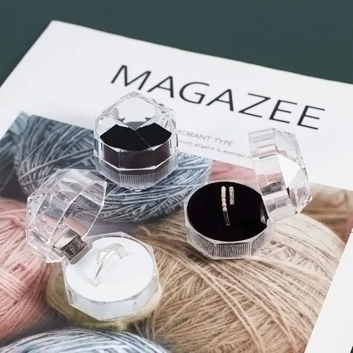 Vista 7 de CHGCRAFT 40 cajas de plástico transparente blanco para anillos, cajas de almacenamiento de joyas con espuma para almacenar anillos, joyas, aretes