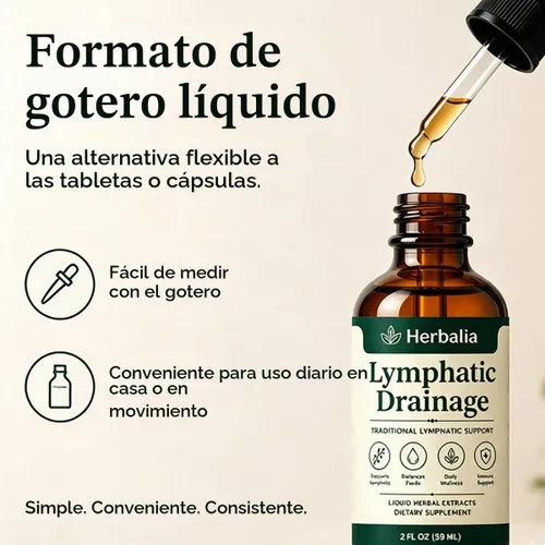 Vista 3 de Herbalia Drenaje Linfatico, gotas herbales de apoyo linfático 1pcs