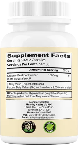 Vista 3 de Healthy Habits Purefect Remolacha en polvo orgánico, 60 cápsulas vegetales