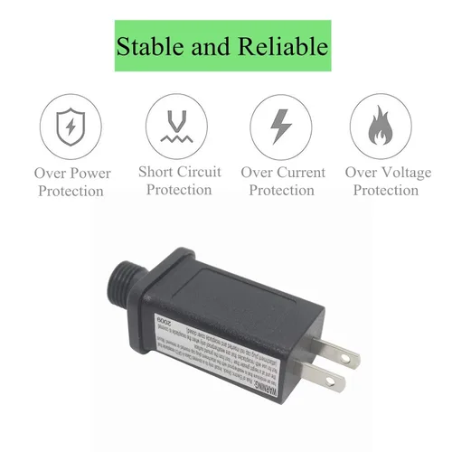 Vista 3 de Controlador de transformador LED de 24 V, fuente de alimentación clase 2, impermeable IP44, transformador de bajo voltaje, enchufe estadounidense