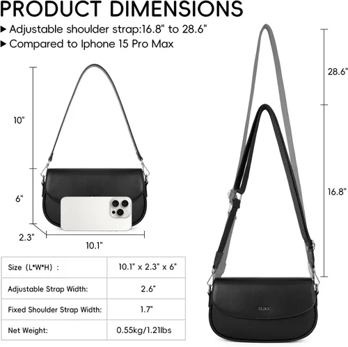 Vista 3 de CLUCI Monederos para mujer, bolso de hombro pequeño, lindo embrague de diseñador, bolsos de cuero cruzados, bolso Hobo