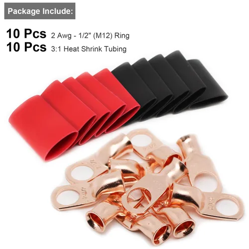 Vista 57 de TKDMR - Kit de 264 piezas de extremos de cable de batería, 132 piezas de terminales de anillo de lengüetas de cable de cobre resistentes AWG 8 6 4 2