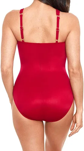 Vista 4 de Miraclesuit Traje de baño de una pieza para mujer, estilo roca, unicolor europeo, asimétrico, con aros