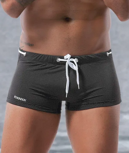 Vista 7 de MIZOK Traje de baño para hombre, traje de baño de secado rápido, corto, sexy, con cordón