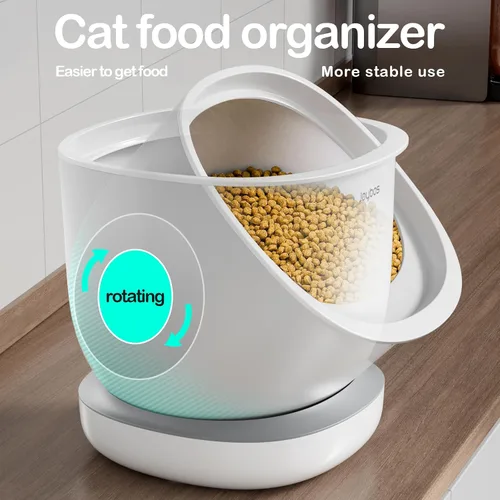 Vista 5 de CTIME Envase hermético para comida de gato y golosinas para mascotas pequeñas y comida seca para perros y pájaros - 2.7 kg (Blanco)
