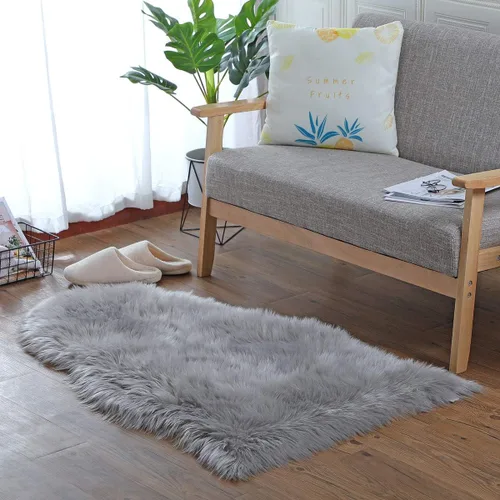 Vista 3 de Alfombra de pelo de oveja sintética QHWLKJ suave y esponjosa para sillón o sofá, mantita tipo alfombra para el sofá, el dormitorio, salón, suelo